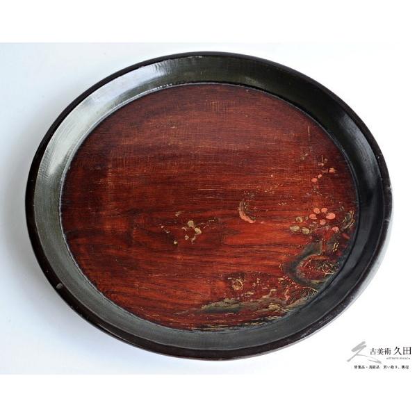 浄法寺塗 漆絵盆 絵変わり 5客セット 古民芸 丸盆 膳 茶道具