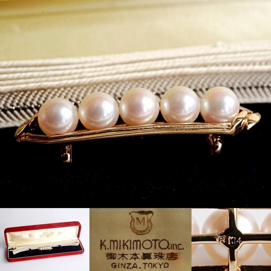 MIKIMOTO ミキモト 御木本真珠店 K14 パール5連 帯留 帯紐 MIKIMOTO ミキモト 御木本真珠店 K14 パール5連 帯留 帯紐