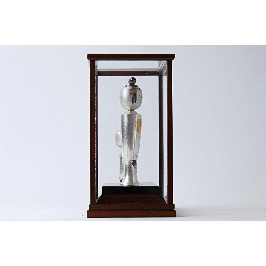 金工家作 純銀製独楽置物ガラスケース付駒の銀