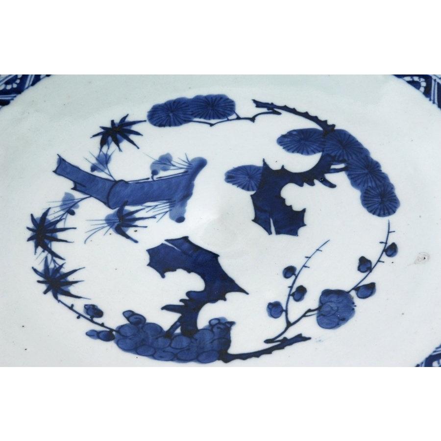 古伊万里 微塵唐草松竹梅染付 大皿 直径約46cm 古民芸 : 古美術