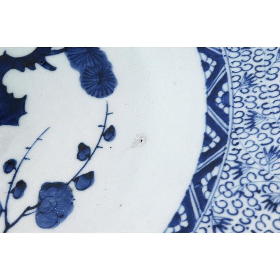 古伊万里 微塵唐草松竹梅染付 大皿 直径約46cm 古民芸 : 古美術