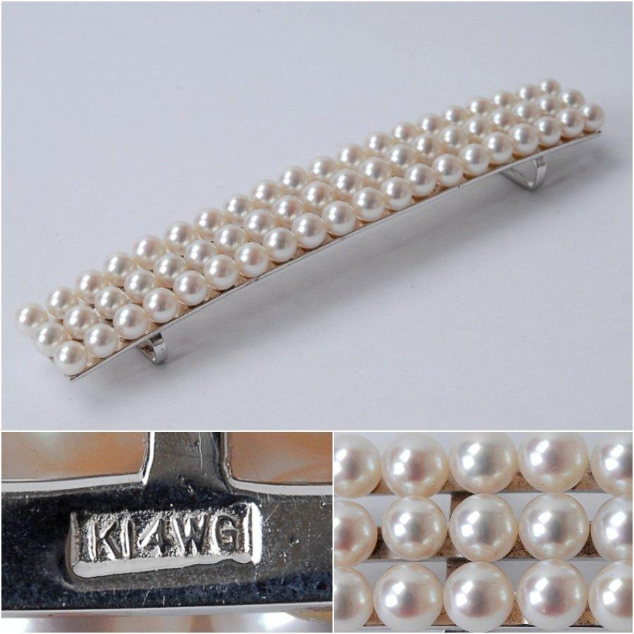 K14WG アコヤ真珠 パール 長方型 帯留め 長さ約9×幅1.2cm、15.8g 和装小物 着物 :FF2521:古美術久田 - 通販