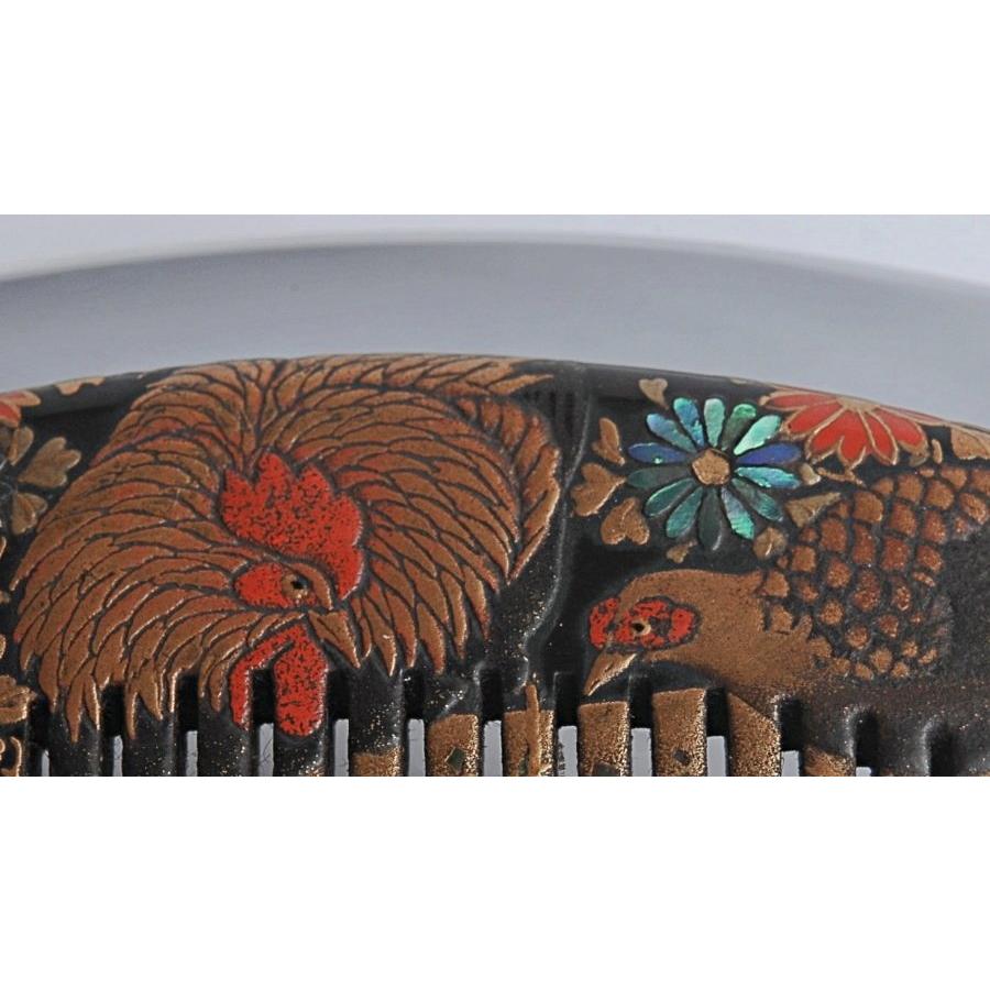 鼈甲製 べっ甲 金蒔絵鶏草花文 櫛笄 在銘 和装小物 髪飾り 簪 : fj2205  