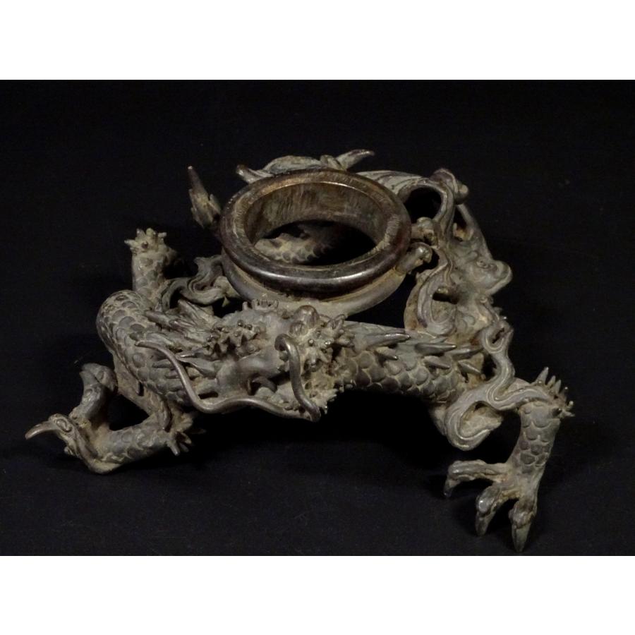 敬逢 秀逸 時代 金工 明治〜大正時代 市川東玉斎造 古銅浮彫波千鳥図