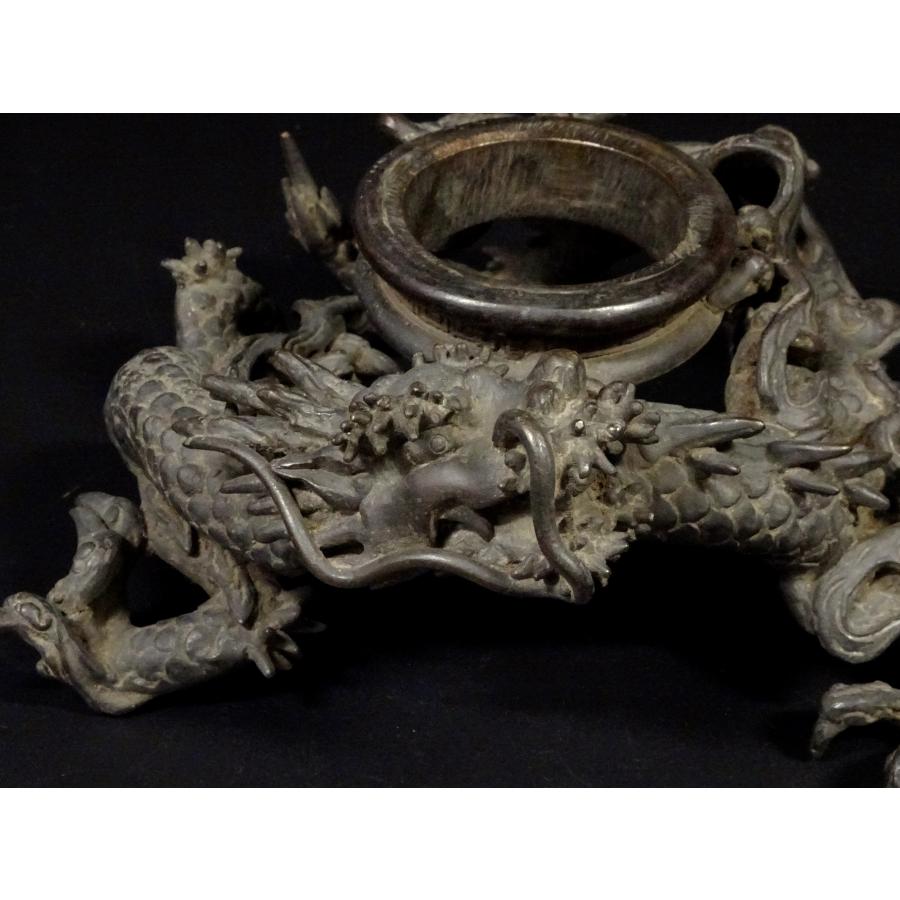 敬逢 秀逸 時代 金工 明治〜大正時代 市川東玉斎造 古銅浮彫波千鳥図