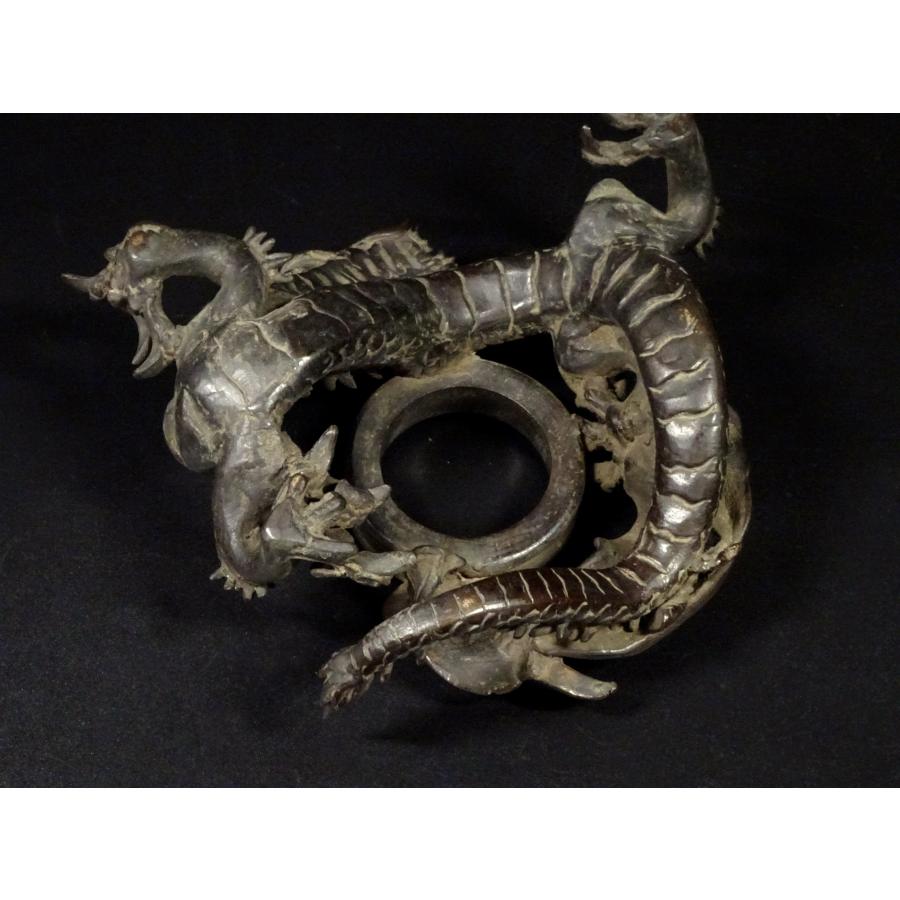 敬逢 秀逸 時代 金工 明治〜大正時代 市川東玉斎造 古銅浮彫波千鳥図