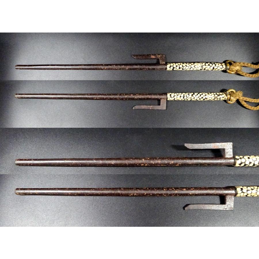 敬逢 秀逸 初品 十手・兜割コレクション 江戸時代 鉄地 丸形 鮫皮巻柄