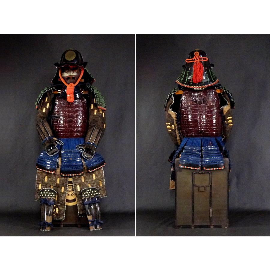 敬逢 本歌 江戸時代 鉄地黒漆塗十六間筋兜 日の丸前立 鉄地漆塗胴 鉄地