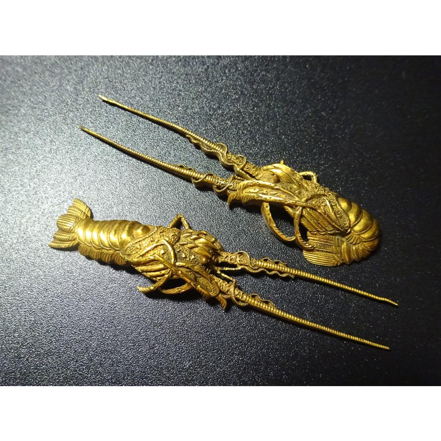 敬逢 秀逸 刀装具 保存刀装具鑑定書 伊勢海老 海老図目貫 無銘 京金具師 素銅地 容彫 総金着 化粧箱入 侍 SAMURAI TSA-34_1