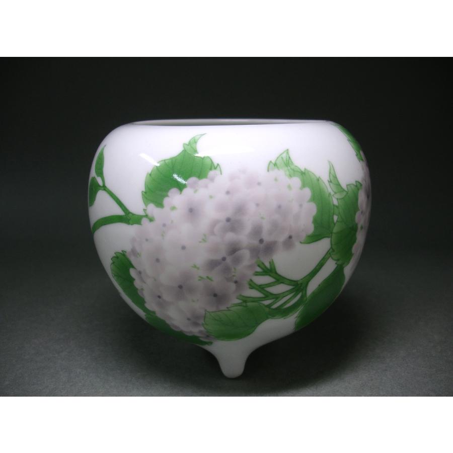 慶應◇帝室技芸員【初代真葛香山】秀逸作 釉下彩 紫陽花文香炉 後期