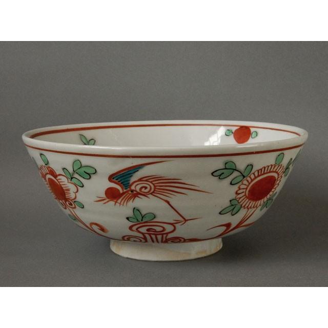 1280  道八　赤絵　菓子鉢　時代物　骨董品 六代 高橋(華中亭) 道八 倣呉洲赤絵福字 鉢 菓子鉢 : 古美術植松