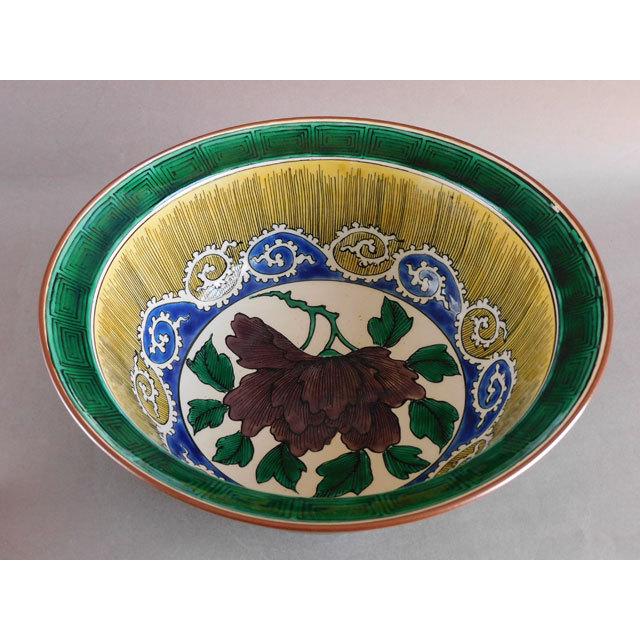 九谷焼 初代 矢口 永寿 牡丹に唐草文 菓子鉢 兼用 水指 : 古美術植松