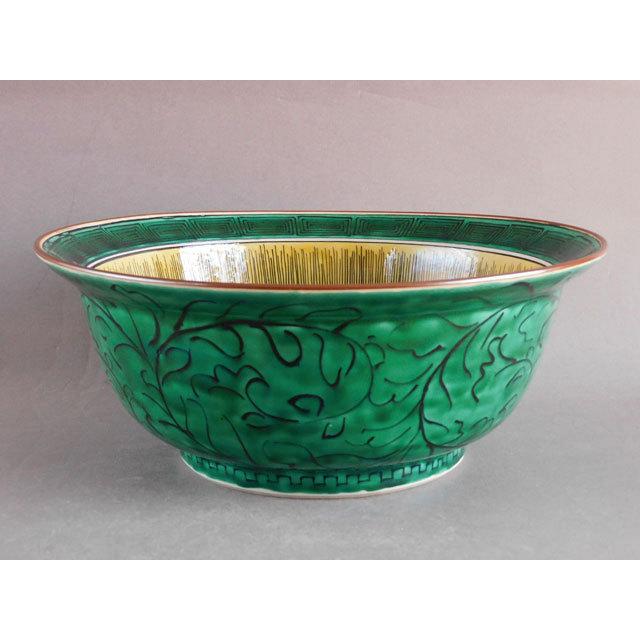 九谷焼 初代 矢口 永寿 牡丹に唐草文 菓子鉢 兼用 水指 : 古美術植松