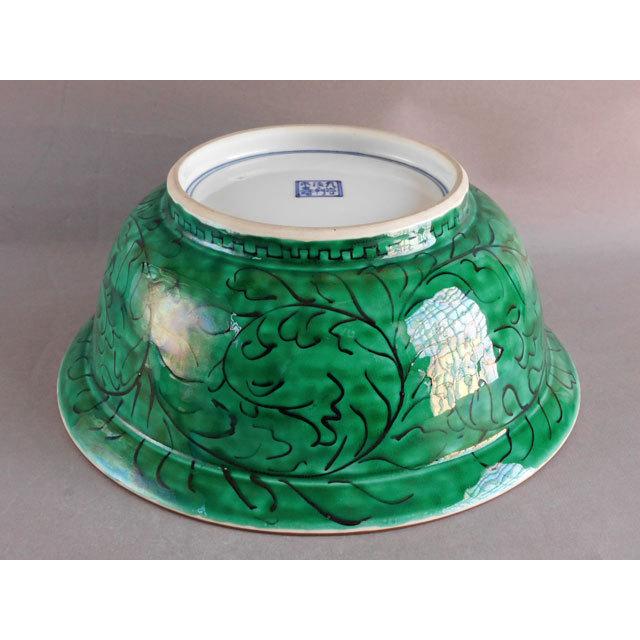 九谷焼 初代 矢口 永寿 牡丹に唐草文 菓子鉢 兼用 水指 : 古美術植松