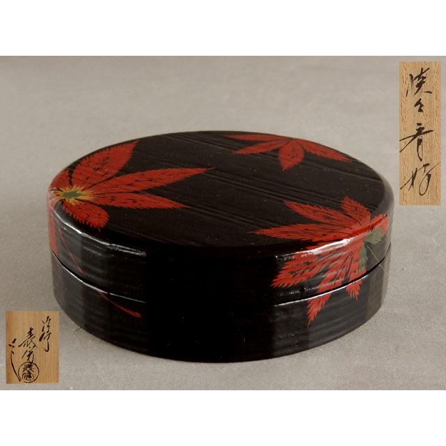 裏千家 淡々斎好 川瀬 表完作 手向山 紅葉 香合 : 古美術植松 裏千家 淡々斎好 川瀬 表完作 手向山 紅葉 香合 : 古美術植松