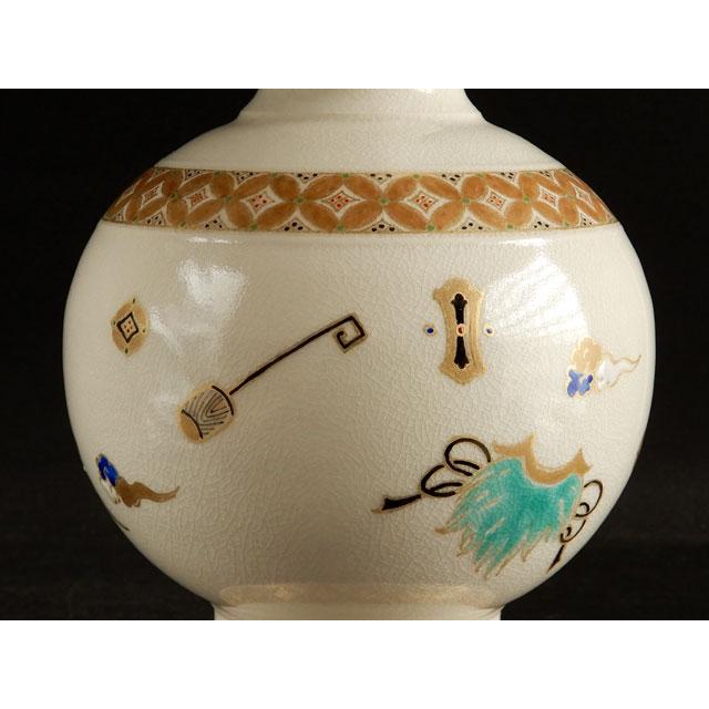 アンティーク 里帰り 薩摩焼 楠部 ベース 花瓶 アンティーク 里帰り 薩摩焼 楠部 ベース 花瓶