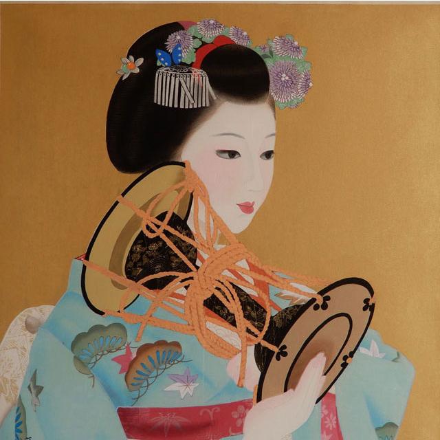 中尾淳『舞妓』木版画 真作] 中尾 淳 調べ 額 特製オリジナル木版画 91／200 : 古美術植松