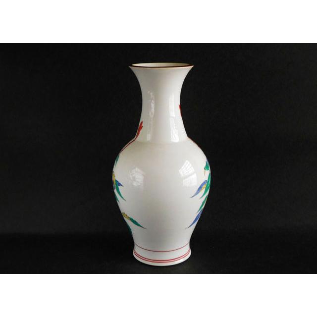 十三代 酒井田 柿右衛門 濁手 草花文 花瓶 本人作 : 古美術植松