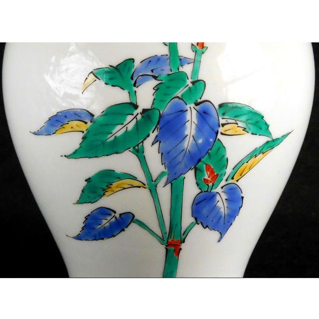 十三代 酒井田 柿右衛門 濁手 草花文 花瓶 本人作 : 古美術植松