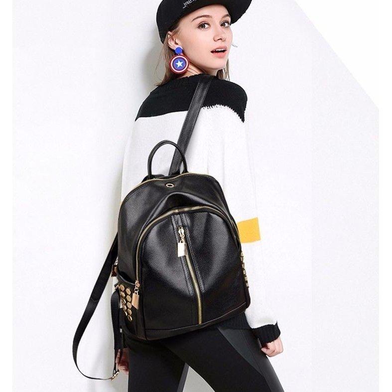 ファッション ポイントキャンペーン中 リュックサック レディース 鞄 カバン Bag 黒 フェイクレザー Pu スタッズ カッコイイ おしゃれ ロック系 Rock系 ゴールド ファスナー 7fg0wc3jgx Ctsaonline Org