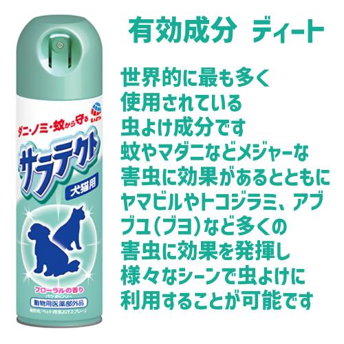 マダニ 猫ノミダニ駆除薬 蚊 動物用医薬部外品 忌避 スプレー アレルギー 皮ふ炎 耳ダニ ペット用虫よけスプレーJ サラテクト 犬猫用 200ml｜kocka｜03