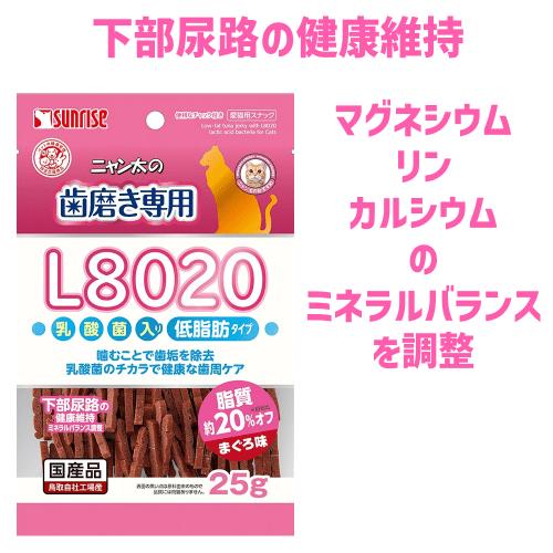 猫 おやつ 低脂肪 歯磨きおやつ デンタル L8020 ジャーキー 歯垢 歯周病 ニャン太の歯磨き専用 L8020乳酸菌入り まぐろ味 低脂肪 25g｜kocka｜07