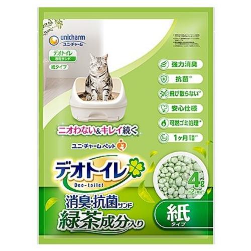 デオトイレ紙タイプ4L×5個 ユニ・チャームペット 猫砂 システム デオトイレ 飛び散らない緑茶成分