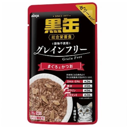 黒缶 パウチ １２ グレインフリー ウェットフード 総合栄養食 大容量 ゼリータイプ お得パック アイシア 黒缶パウチ まぐろとかつお 70g 12袋｜kocka｜04