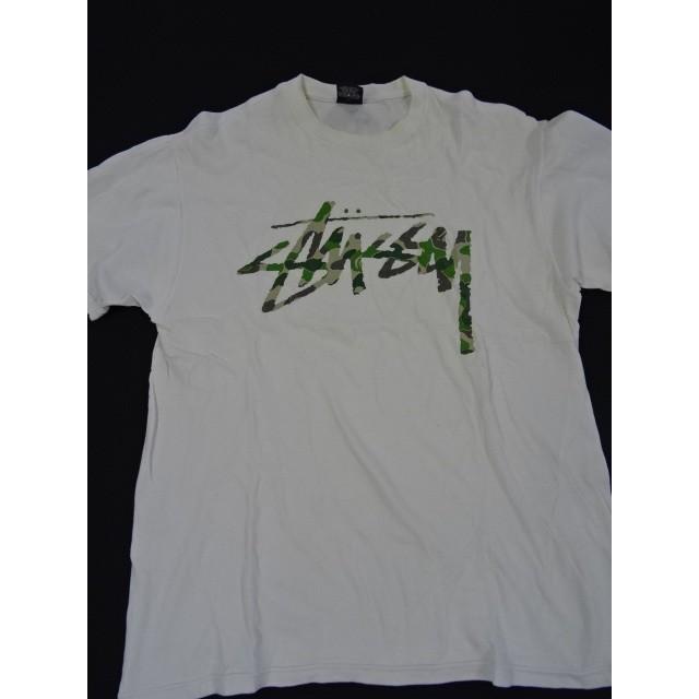 STUSSY ステューシー 白Tシャツ 半袖 カットソー 30ANNVERSARY 30周年記念APEコラボTシャツ USED 古着｜kodakasangyo