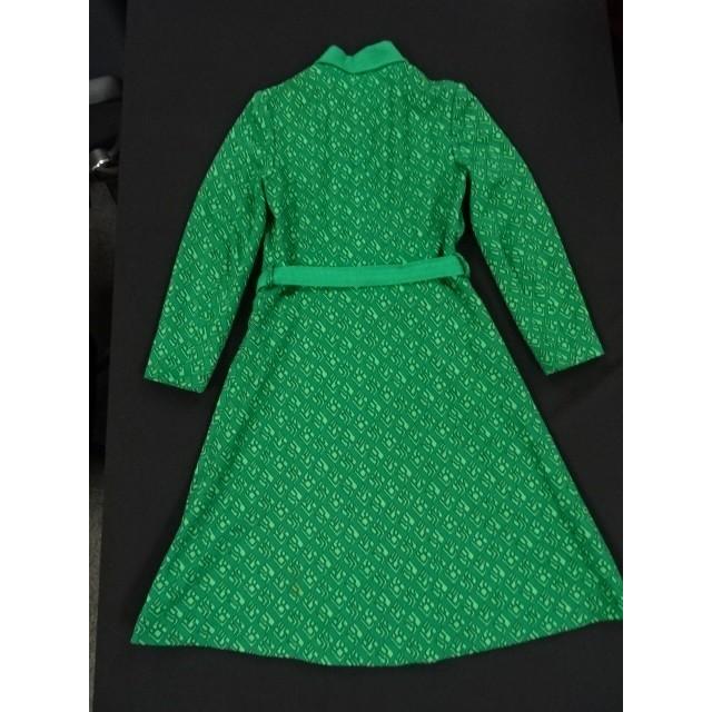 70年代 レトロワンピース ビンテージ ヴィンテージ 緑色ワンピース  
