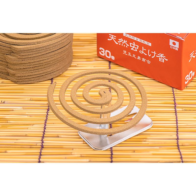 送料無料　時代物 銅製虫食い緒締玉　径2ｃｍ　重23ｇ 天然虫よけ香・菊の香り(蚊取り線香) 30巻入り 天然除虫菊