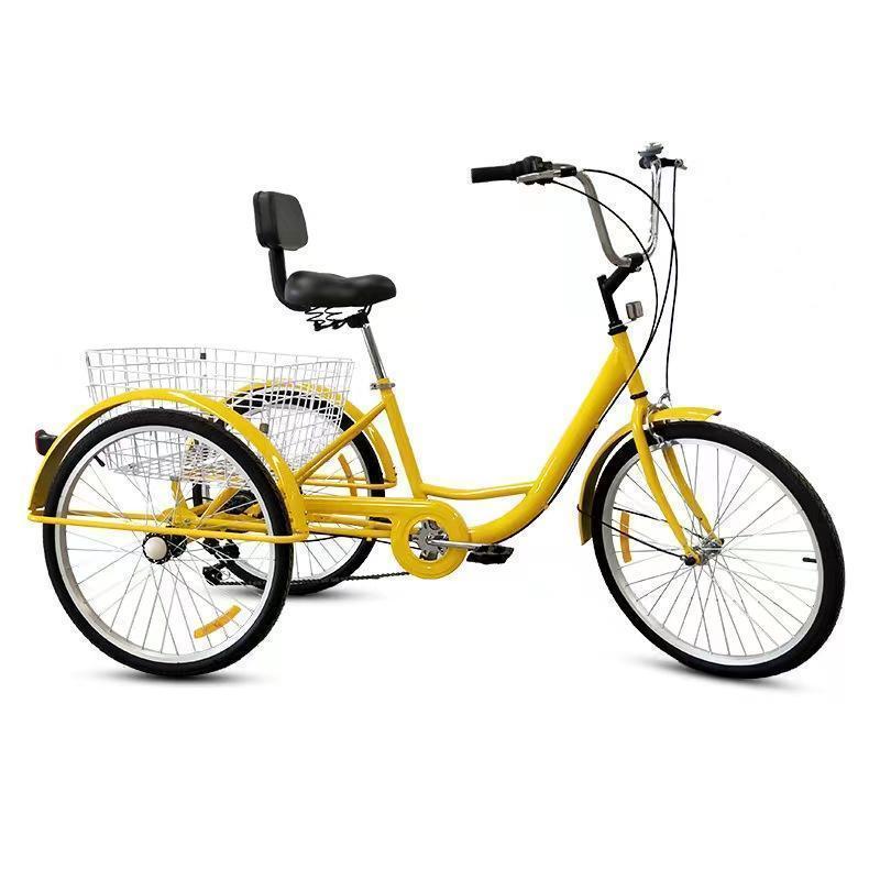 専用出品 大人用三輪車 24インチ 7スピード 3輪自転車 大人用 三輪自転車 トライク マンパワーペダル 三輪車 男性女性向け 買い物かご付き 【QGW6466395405】(23000円)