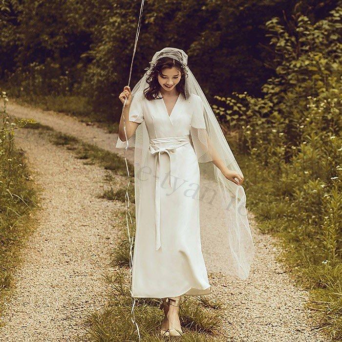 ウエディングドレス リゾートドレス 前撮り 海外旅行 二次会 ママ30代40代 服装 入園式 安い フォーマルシンプル ワンピース 白 花嫁ドレス ブライダルドレス Aライン 超特価激安 Www Stavanger Taxi No