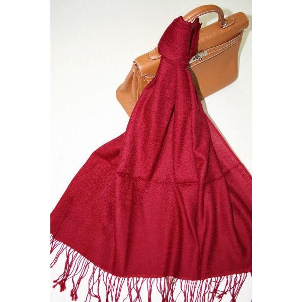 定番人気商品 1枚あるとっても便利 大判パシュミナストール ボルドー