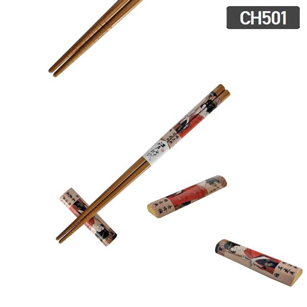 箸 浮世絵5P箸置き付き竹 JAPAN CHOPSTICKS UKIYOE 日本のお土産 5膳