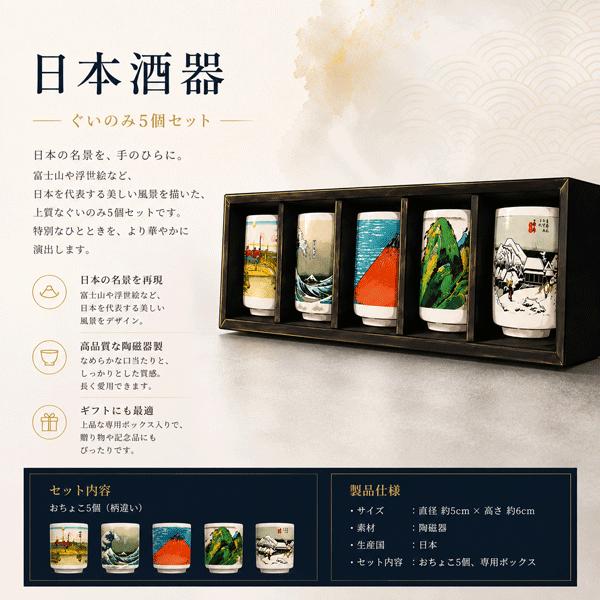酒器 ミニぐいのみ5個セット JAPAN SAKE DRINKING SET 日本製 おちょこ