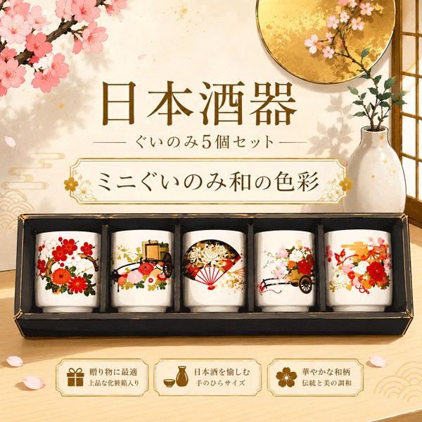 酒器 ミニぐいのみ5個セット JAPAN SAKE DRINKING SET 日本製 おちょこ