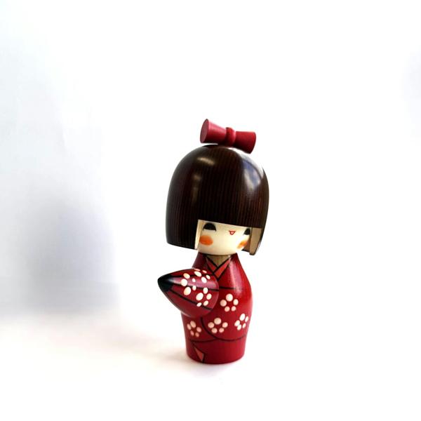 こけし 晃常作 雨やどり KOKESHI JAPN 振袖 創作こけし 日本製 工芸品