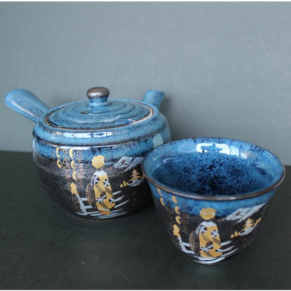茶器 黒水晶5客セット JAPAN TEA SET 日本製 急須 ゆのみ お茶