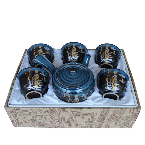 茶器 黒水晶5客セット JAPAN TEA SET 日本製 急須 ゆのみ お茶