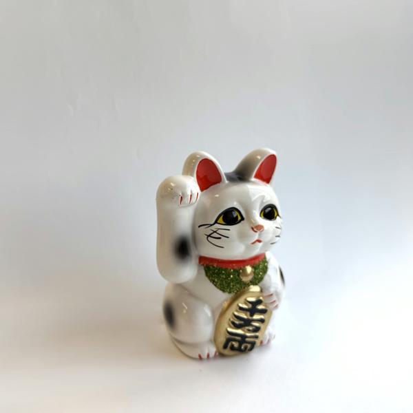 常滑焼 招き猫 白小判猫 4号 左手、右手 JAPAN LUCKY CAT とこなめ