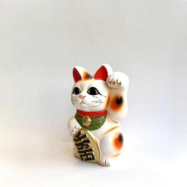 常滑焼 招き猫 白小判猫 5号 左手、右手 JAPAN LUCKY CAT とこなめ