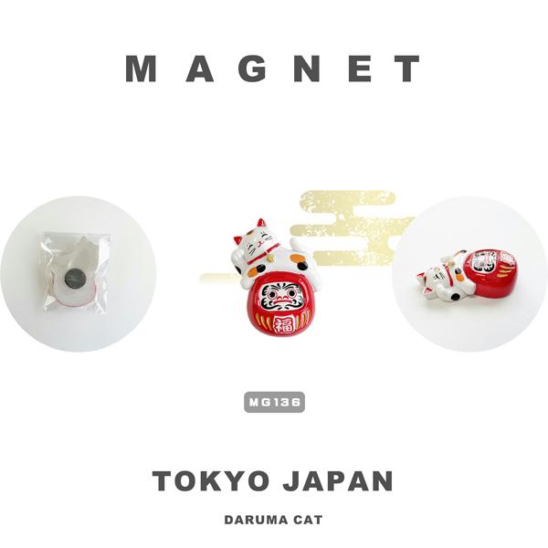 マグネット ダルマ猫 狐面桜舞 MAGNET DARUMA CAT FOX MASK 磁石