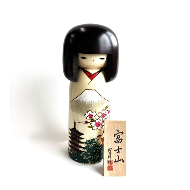 日本こけし　大型　② こけし 卯三郎 富士山 KOKESHI JAPN 内閣総理大臣賞受賞作者 日本製