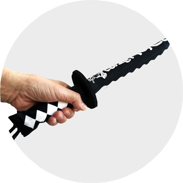 布製笛入り刀 黒白、赤白、黒金 SWORD Holdy-tighty pip pip ピコピコ