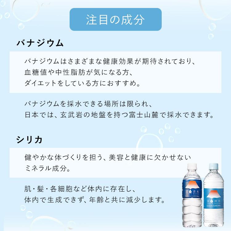 水 500ml 24本 ミネラルウォーター 500ml 24本 送料無料 熱中症対策 暑さ対策 飲料水 富士清水 まとめ買い バナジウム シリカ｜kodawari-y｜05