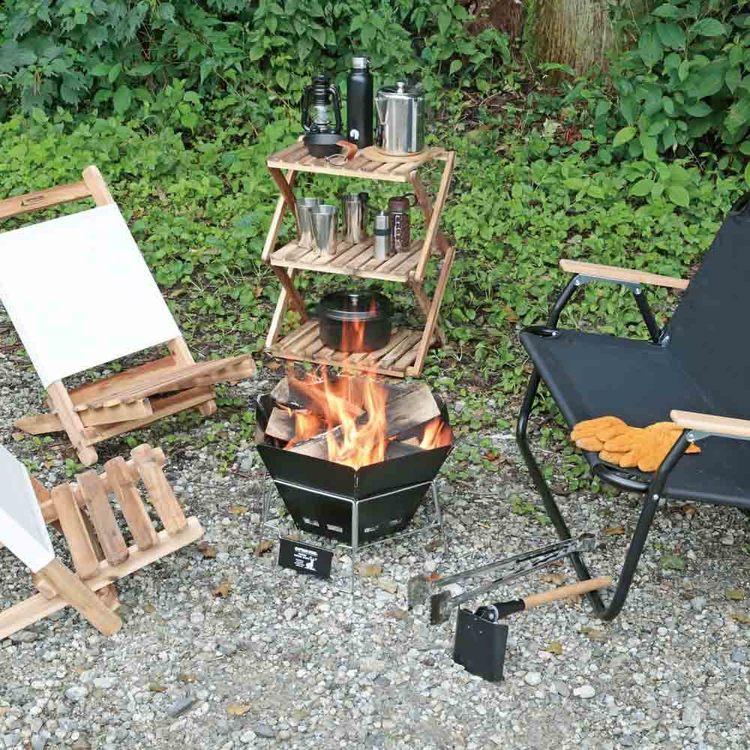 CAPTAINSTAG キャンプ アウトドア レジャー 焚き火 BBQ 六角形 折りたたみ バーベキューコンロ ヘキサ ブラックラベル UG-50 パール金属株式会社_3