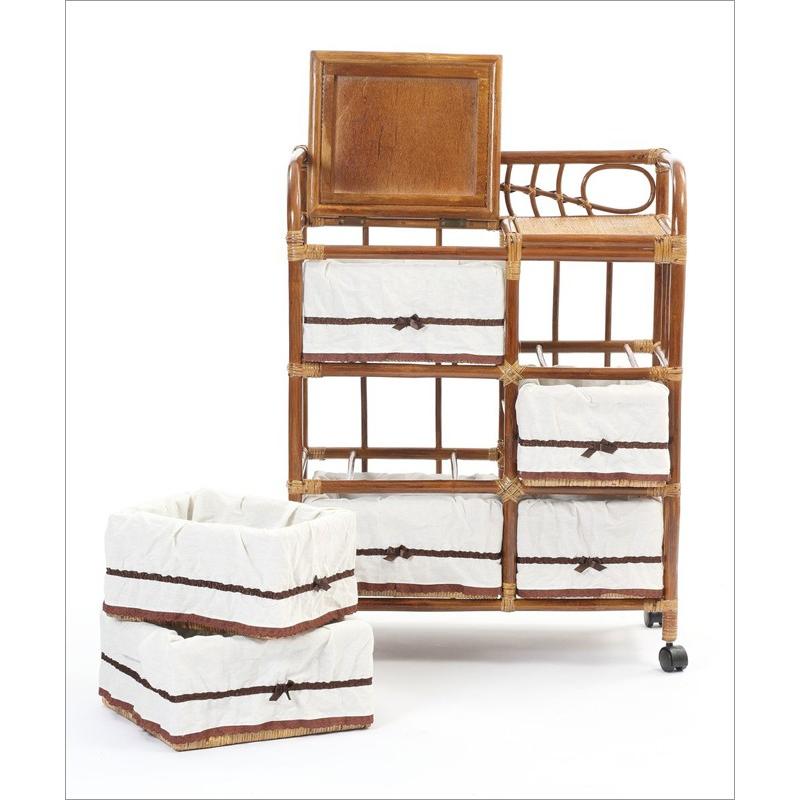 家具 籐家具 インテリア ランドリー チェスト 3段 棚 キャスター付き