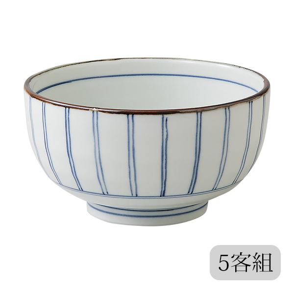 Demi Voo 鉢 丼 藍屋 丼 縞十草紋 5客組 11745食器 セット 5客 磁器