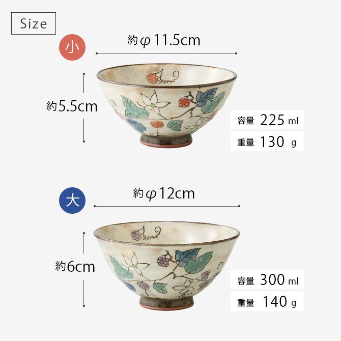 Demi Voo 飯碗 茶碗 お茶碗 セット 揃え 磁器 花 草花木苺 飯碗 3客組